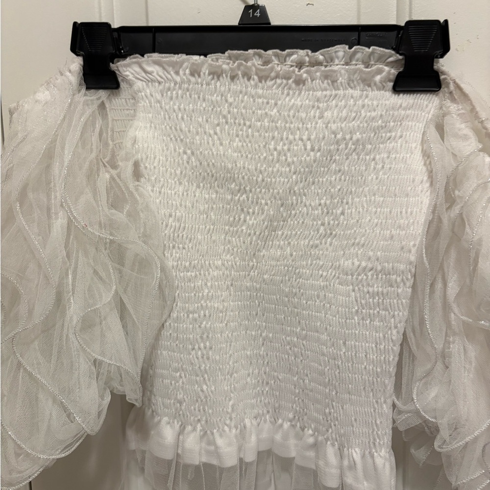 Chic White Smocked Off-Shoulder Top